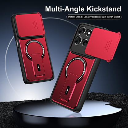 For Motorola Moto G86 Power 5G Sliding Camshield Holder Magnetic Phone Case(Red)