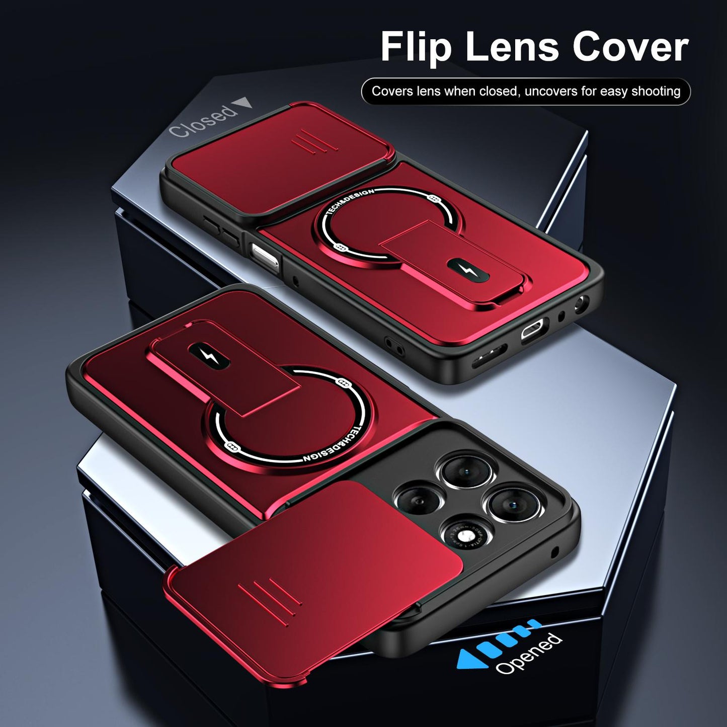 For Motorola Moto G86 Power 5G Sliding Camshield Holder Magnetic Phone Case(Red)