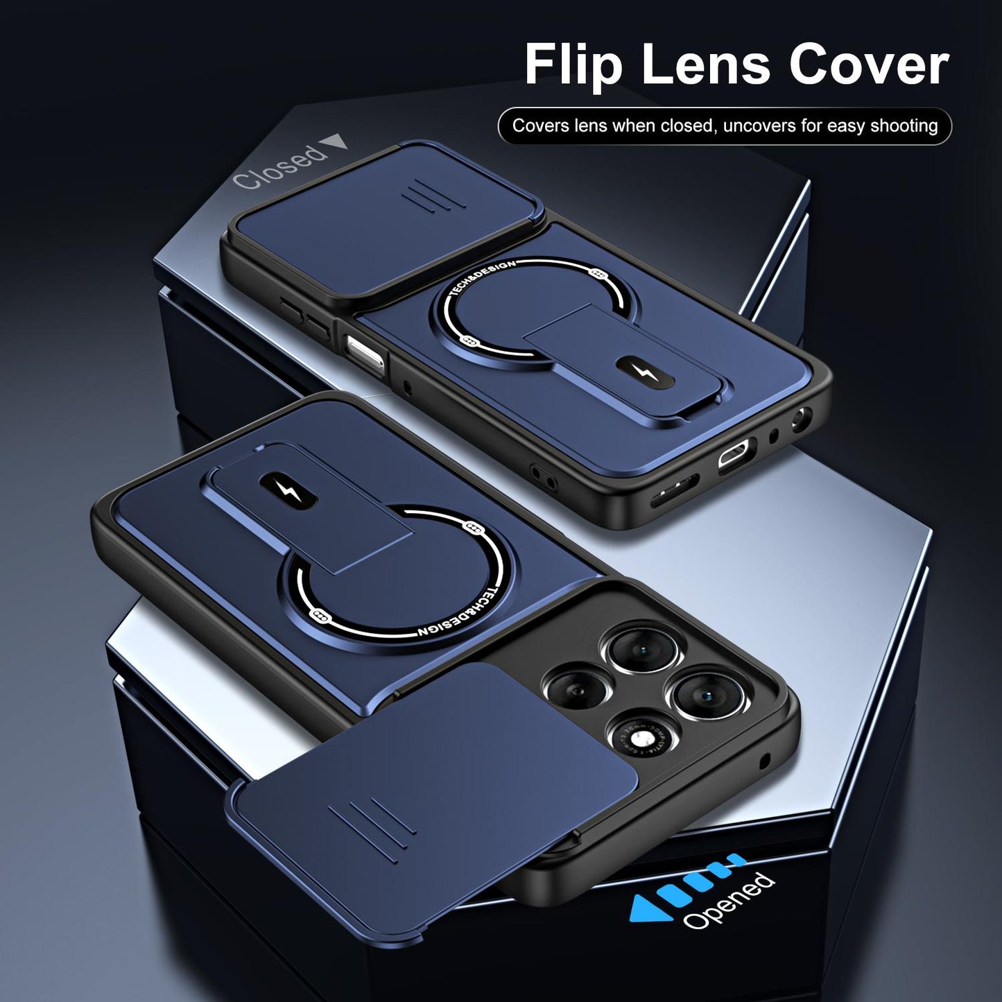 For Motorola Moto G86 Power 5G Sliding Camshield Holder Magnetic Phone Case(Blue)