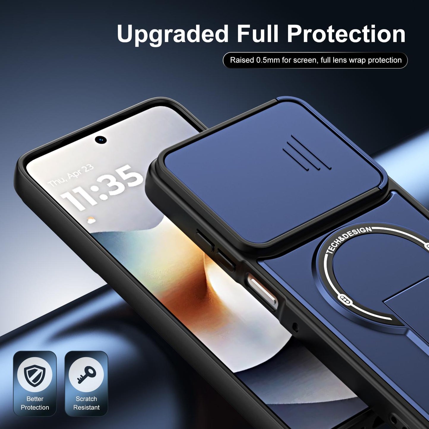 For Motorola Moto G86 Power 5G Sliding Camshield Holder Magnetic Phone Case(Blue)
