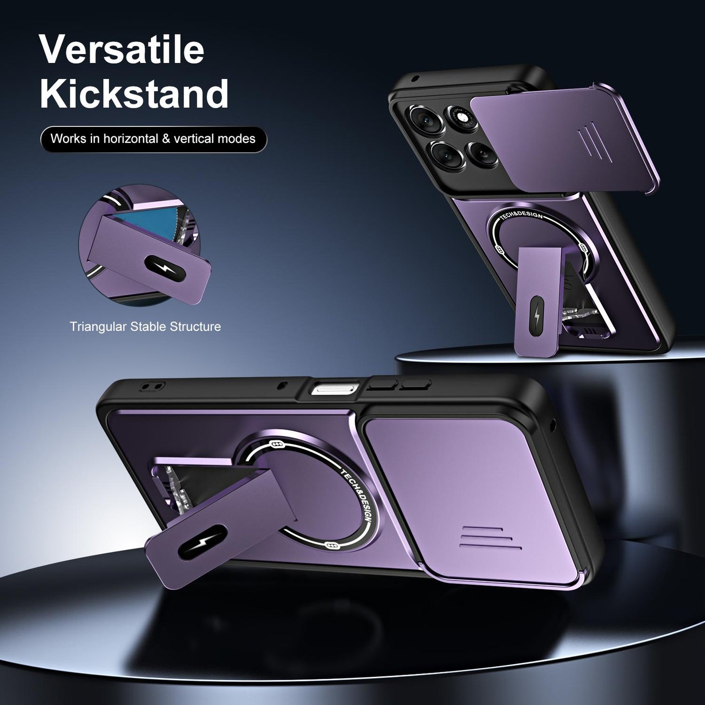 For Motorola Moto G86 Power 5G Sliding Camshield Holder Magnetic Phone Case(Purple)