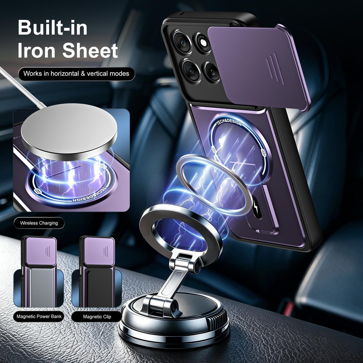 For Motorola Moto G86 Power 5G Sliding Camshield Holder Magnetic Phone Case(Purple)