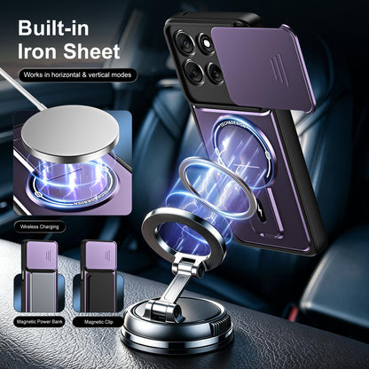 For Motorola Moto G86 Power 5G Sliding Camshield Holder Magnetic Phone Case(Purple)