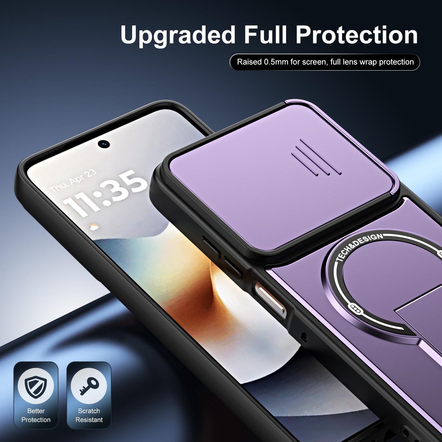 For Motorola Moto G86 Power 5G Sliding Camshield Holder Magnetic Phone Case(Purple)