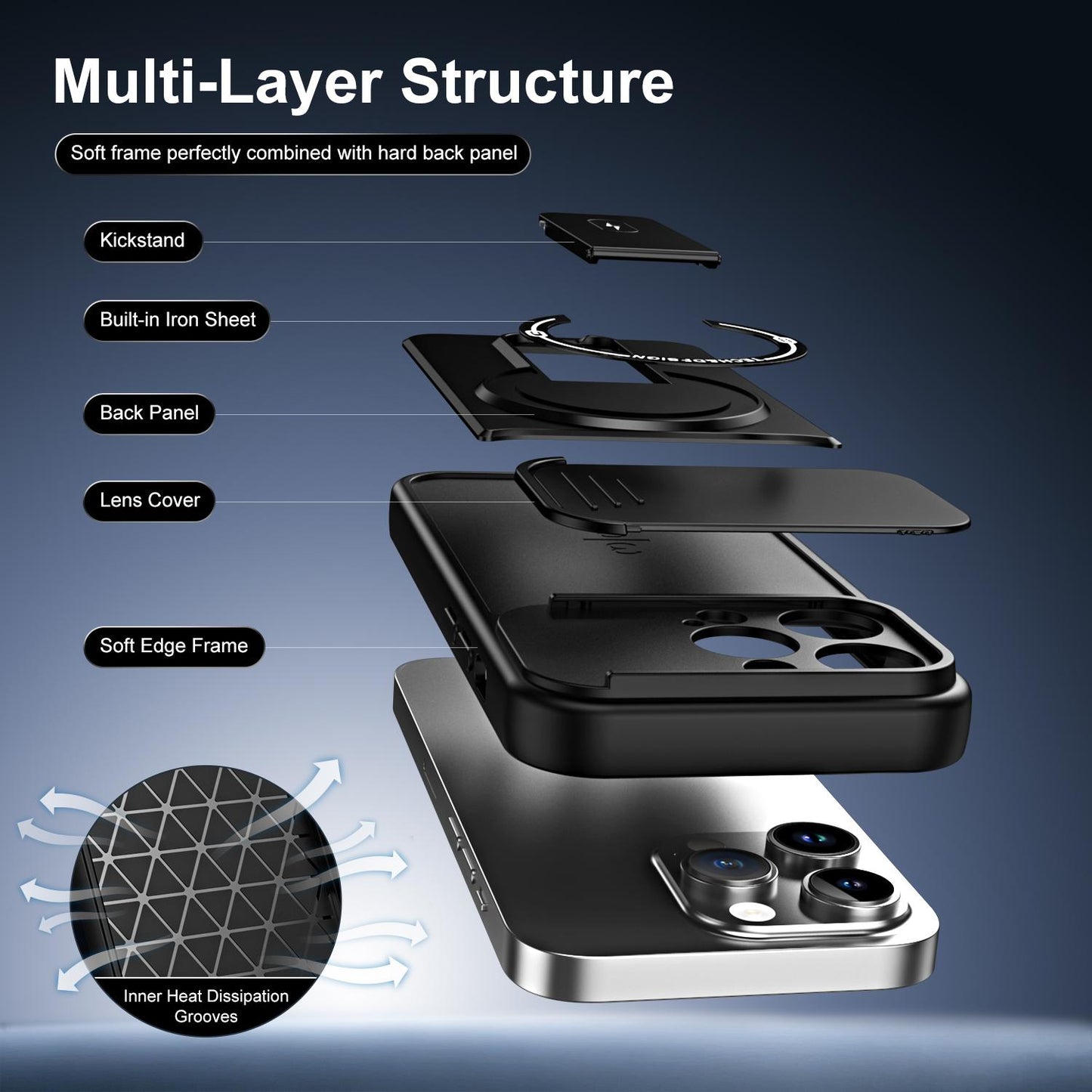 For iPhone 13 Pro Sliding Camshield Holder Magnetic Phone Case(Black)