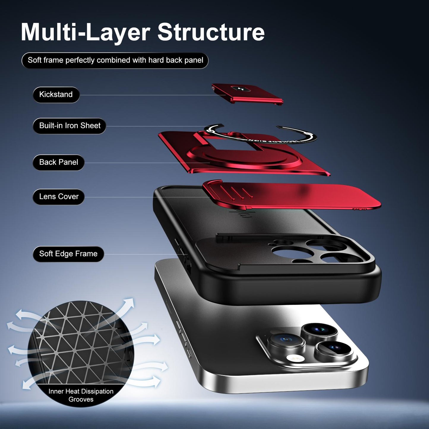 For iPhone 13 Pro Sliding Camshield Holder Magnetic Phone Case(Red)