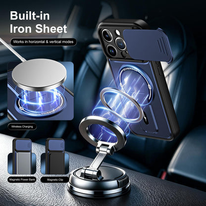 For iPhone 13 Pro Sliding Camshield Holder Magnetic Phone Case(Blue)