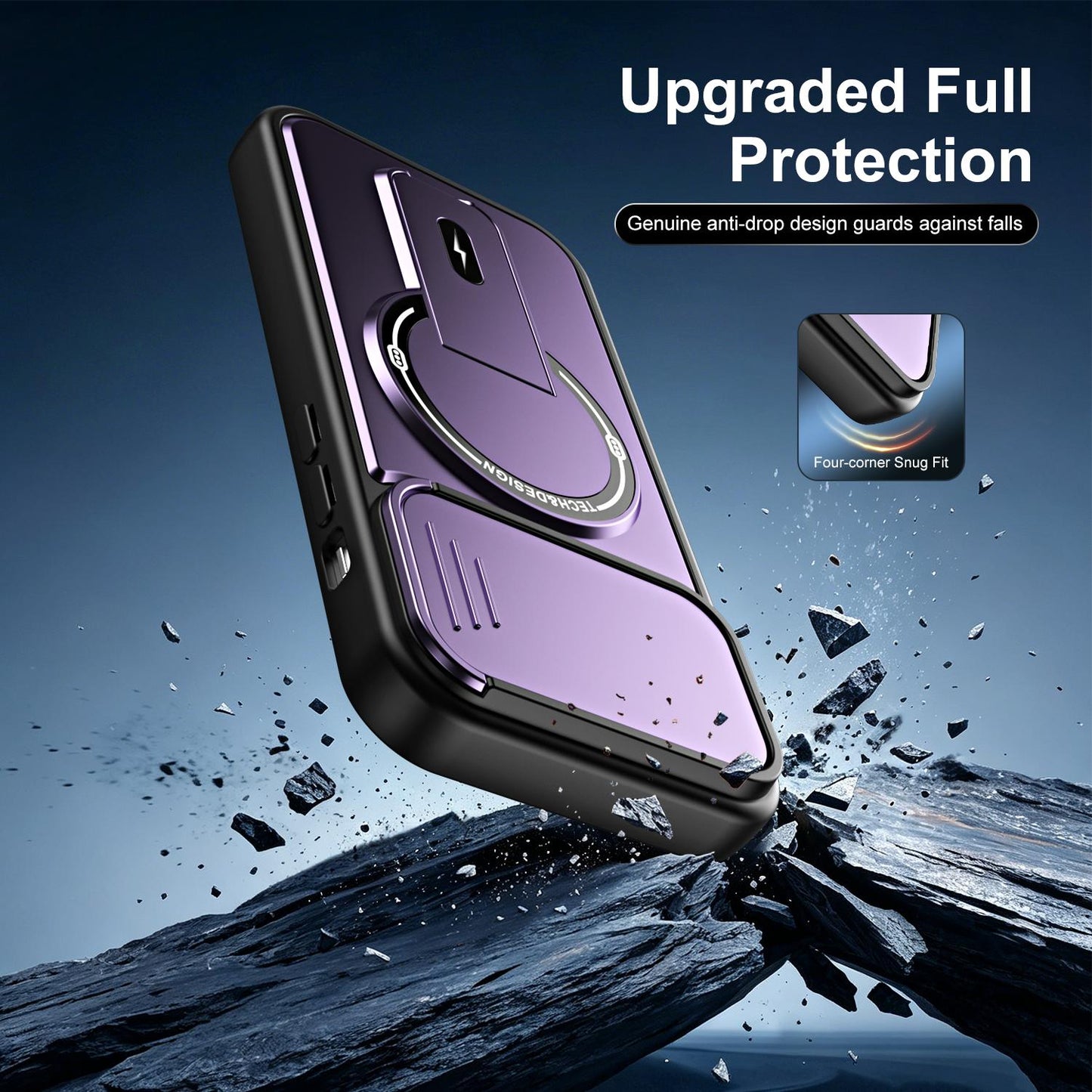 For iPhone 13 Pro Sliding Camshield Holder Magnetic Phone Case(Purple)