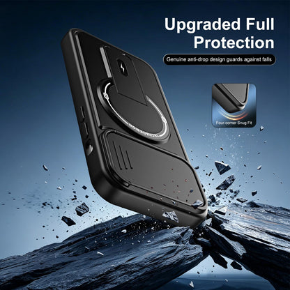 For iPhone 14 Sliding Camshield Holder Magnetic Phone Case(Red)