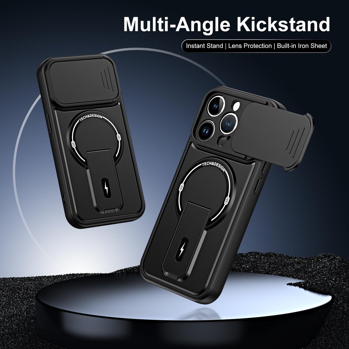 For iPhone 14 Pro Sliding Camshield Holder Magnetic Phone Case(Black)