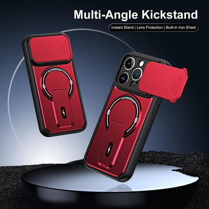 For iPhone 14 Pro Sliding Camshield Holder Magnetic Phone Case(Red)