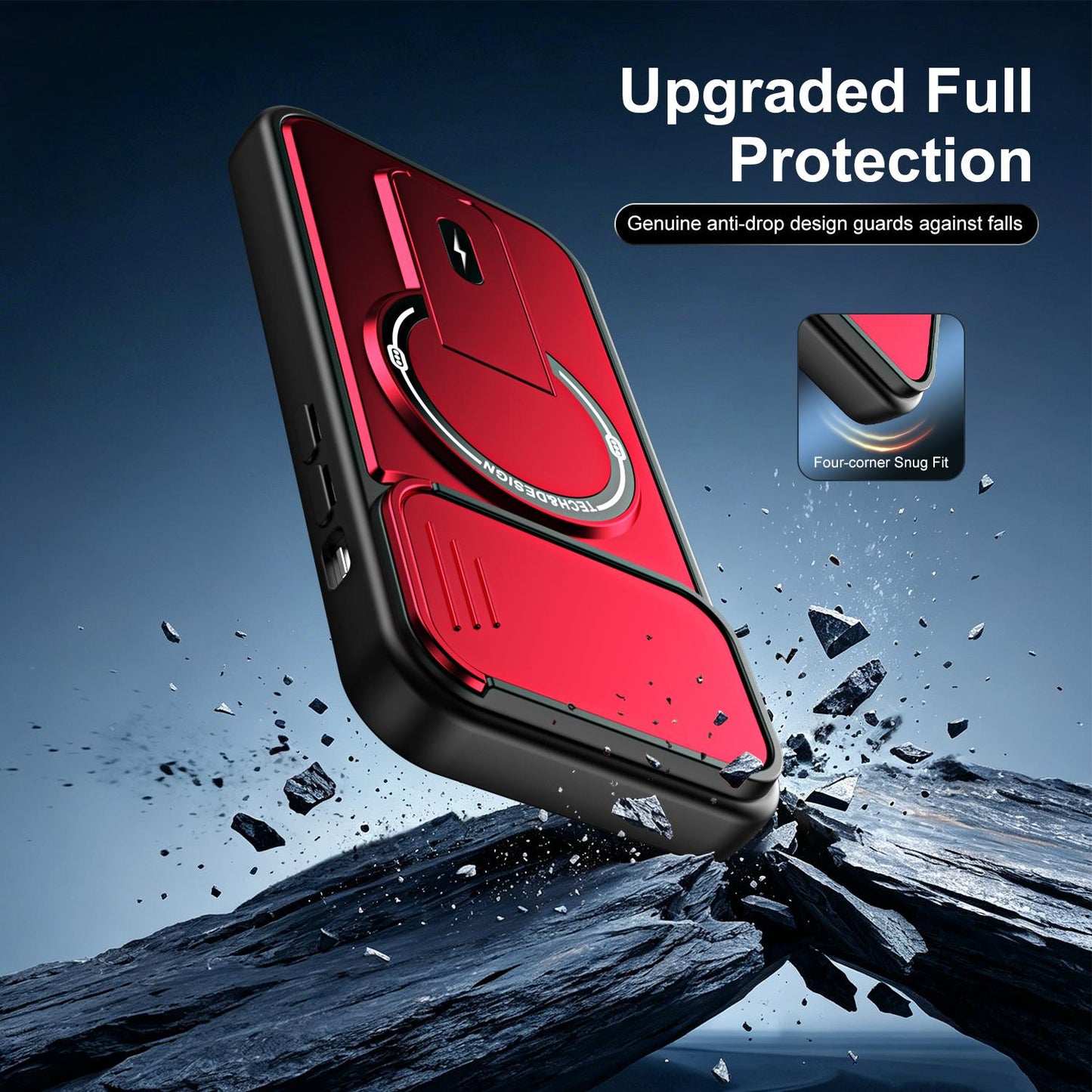For iPhone 14 Pro Sliding Camshield Holder Magnetic Phone Case(Red)