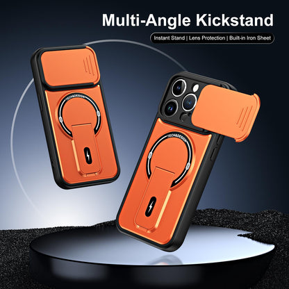 For iPhone 14 Pro Max Sliding Camshield Holder Magnetic Phone Case(Orange)