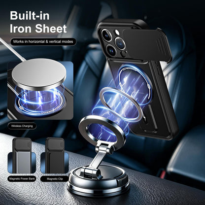 For iPhone 14 Pro Max Sliding Camshield Holder Magnetic Phone Case(Black)