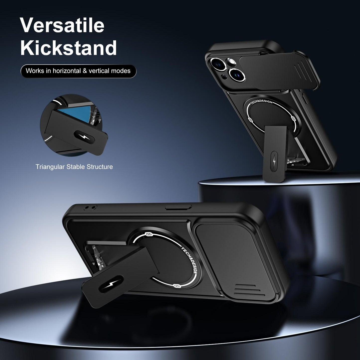 For iPhone 15 Sliding Camshield Holder Magnetic Phone Case(Red)