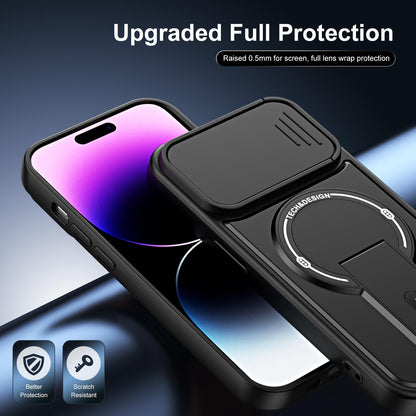 For iPhone 15 Pro Sliding Camshield Holder Magnetic Phone Case(Black)