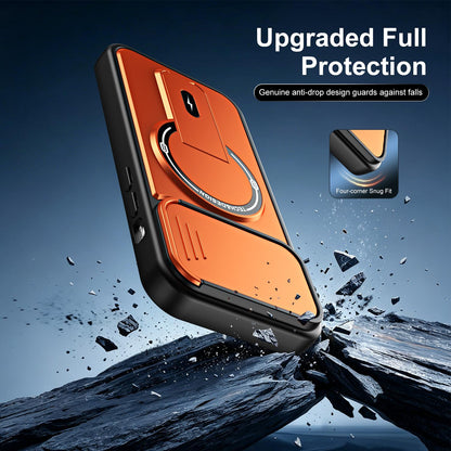For iPhone 15 Pro Max Sliding Camshield Holder Magnetic Phone Case(Orange)