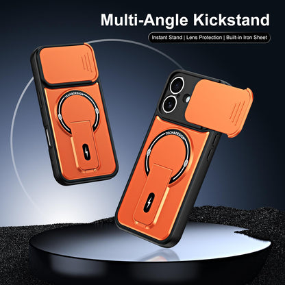For iPhone 16 Sliding Camshield Holder Magnetic Phone Case(Red)