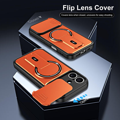 For iPhone 16 Sliding Camshield Holder Magnetic Phone Case(Red)