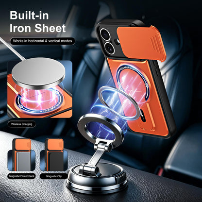 For iPhone 16 Sliding Camshield Holder Magnetic Phone Case(Red)