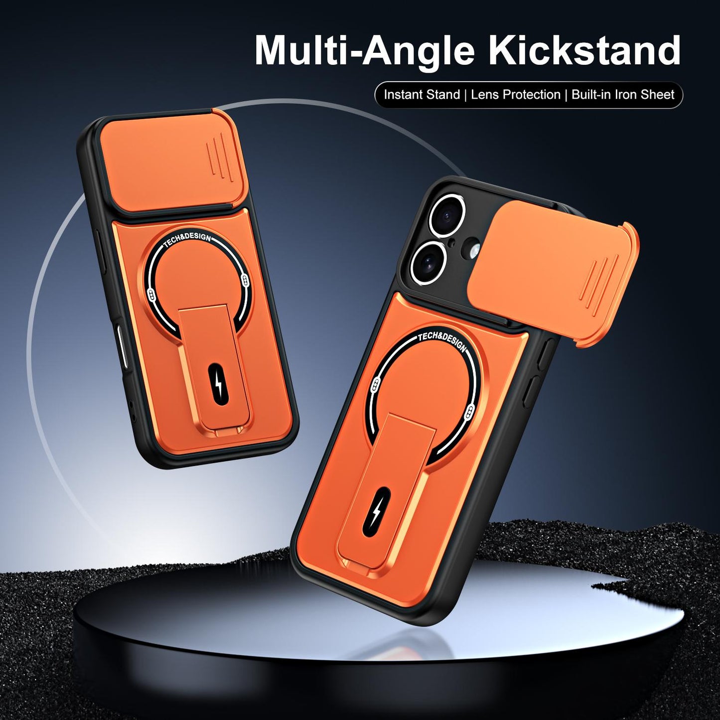 For iPhone 16 Sliding Camshield Holder Magnetic Phone Case(Blue)