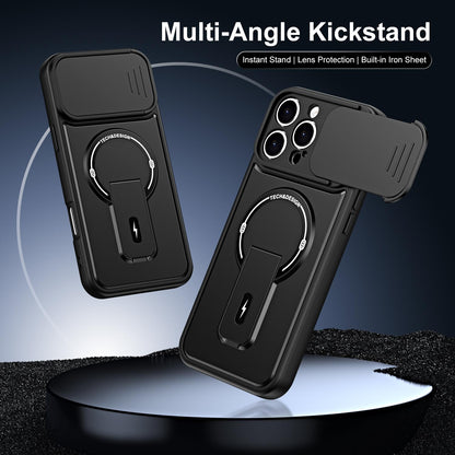 For iPhone 16 Pro Sliding Camshield Holder Magnetic Phone Case(Black)
