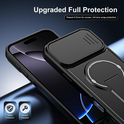 For iPhone 16 Pro Sliding Camshield Holder Magnetic Phone Case(Black)