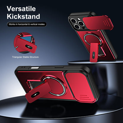 For iPhone 16 Pro Sliding Camshield Holder Magnetic Phone Case(Red)