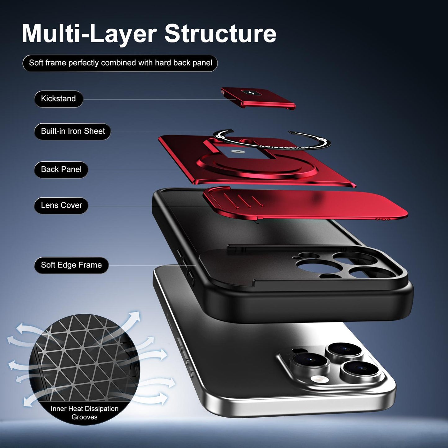 For iPhone 16 Pro Sliding Camshield Holder Magnetic Phone Case(Red)