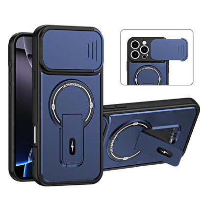 For iPhone 16 Pro Sliding Camshield Holder Magnetic Phone Case(Blue)