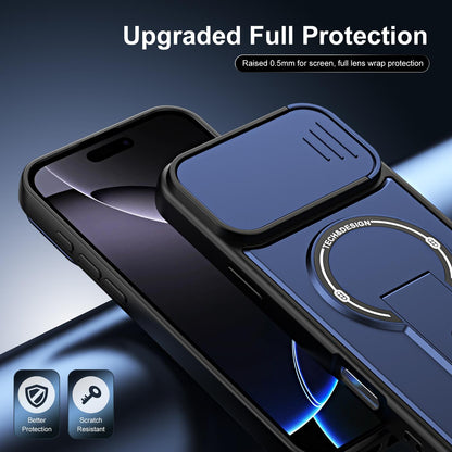For iPhone 16 Pro Sliding Camshield Holder Magnetic Phone Case(Blue)