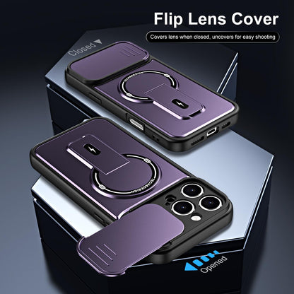 For iPhone 16 Pro Sliding Camshield Holder Magnetic Phone Case(Purple)