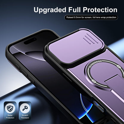 For iPhone 16 Pro Sliding Camshield Holder Magnetic Phone Case(Purple)