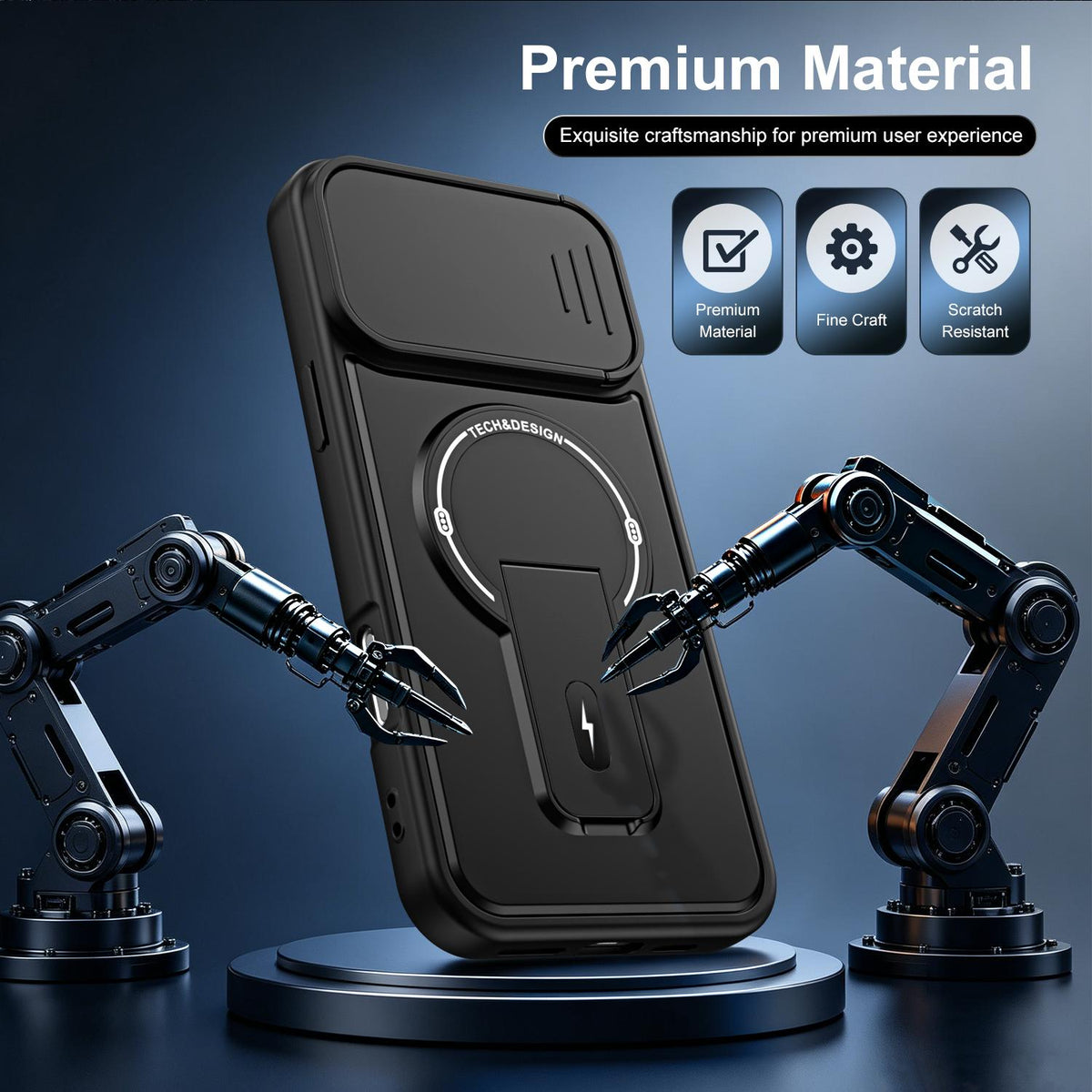 For iPhone 16 Pro Max Sliding Camshield Holder Magnetic Phone Case - Black - EDA009988712B