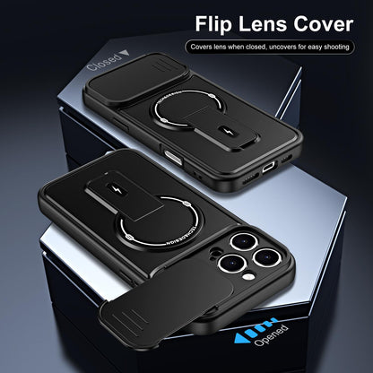 For iPhone 16 Pro Max Sliding Camshield Holder Magnetic Phone Case(Black)