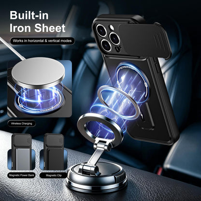 For iPhone 16 Pro Max Sliding Camshield Holder Magnetic Phone Case(Black)