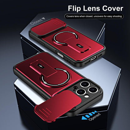For iPhone 16 Pro Max Sliding Camshield Holder Magnetic Phone Case(Red)