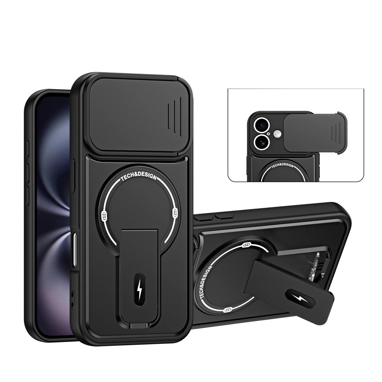 For iPhone 17 Sliding Camshield Holder Magnetic Phone Case(Black)