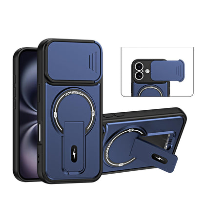 For iPhone 17 Sliding Camshield Holder Magnetic Phone Case(Blue)
