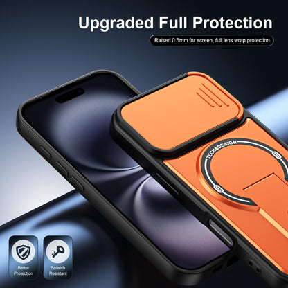 For iPhone 17 Sliding Camshield Holder Magnetic Phone Case(Blue)
