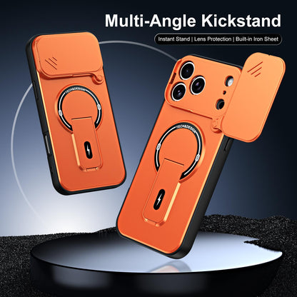 For iPhone 17 Pro Sliding Camshield Holder Magnetic Phone Case(Orange)