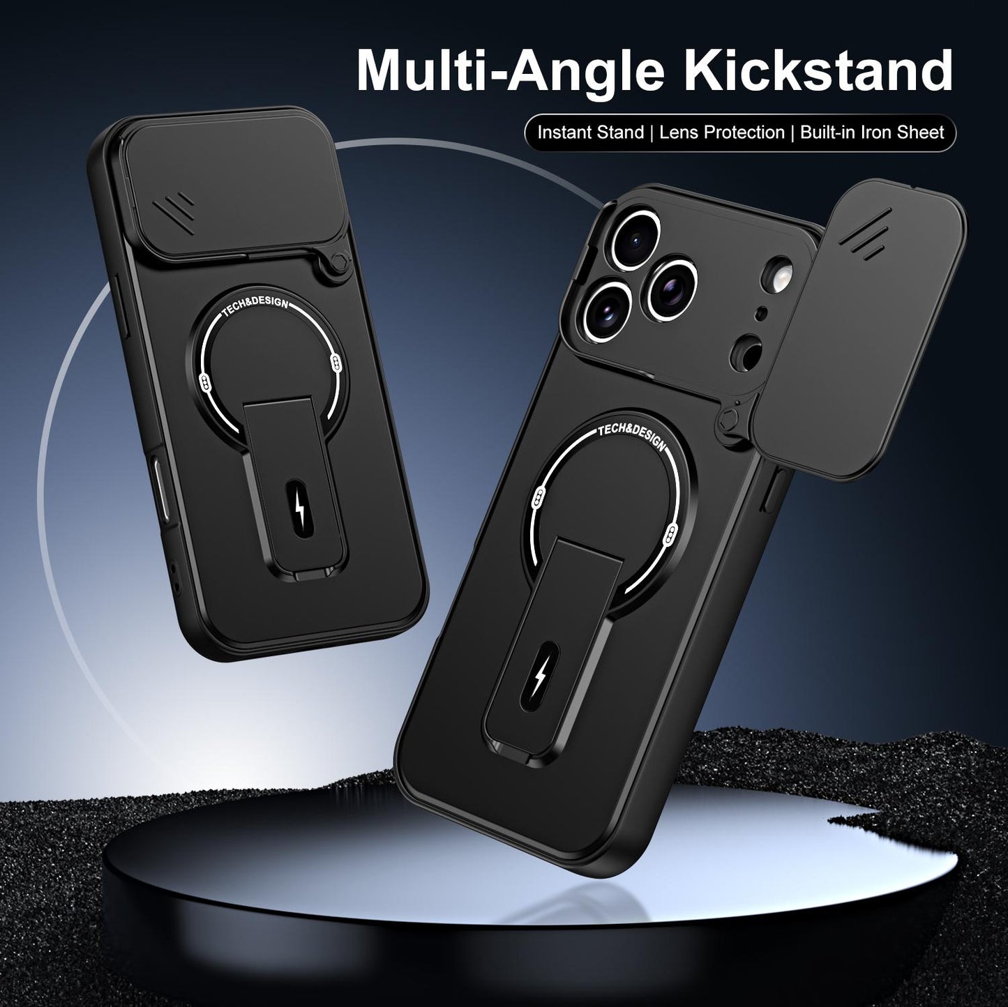 For iPhone 17 Pro Sliding Camshield Holder Magnetic Phone Case(Black)