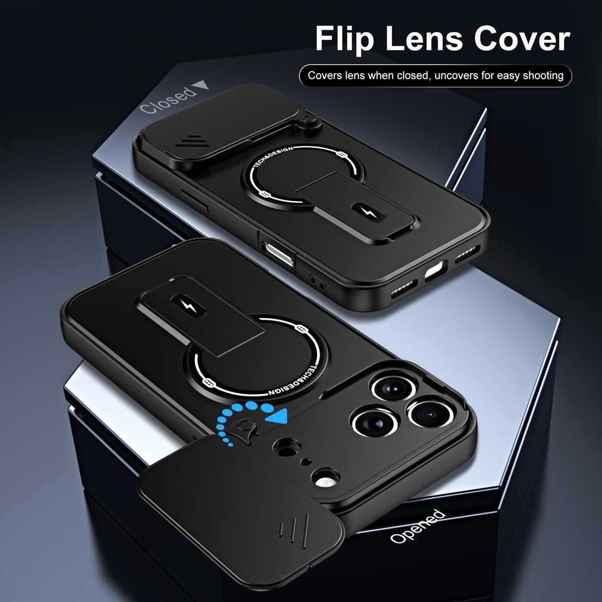 For iPhone 17 Pro Sliding Camshield Holder Magnetic Phone Case - Black - EDA009988714B