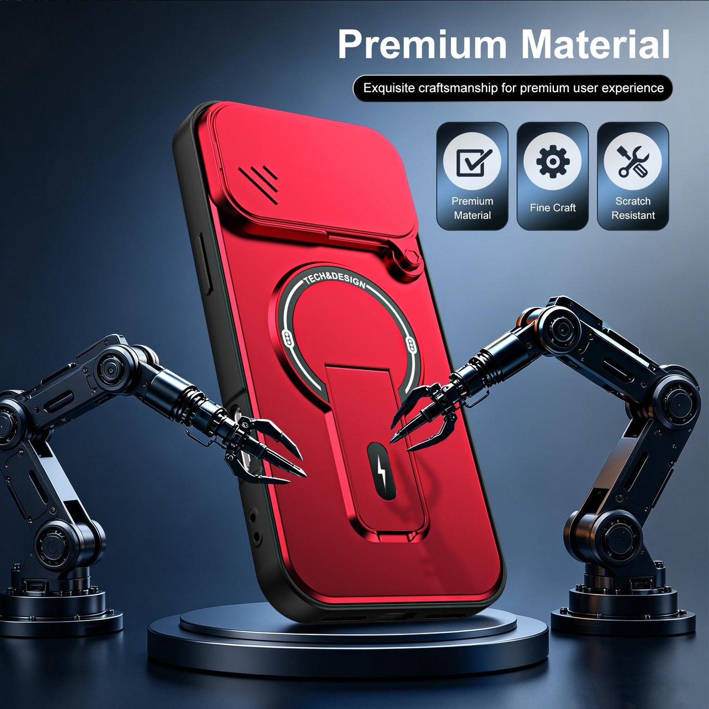 For iPhone 17 Pro Sliding Camshield Holder Magnetic Phone Case(Red)