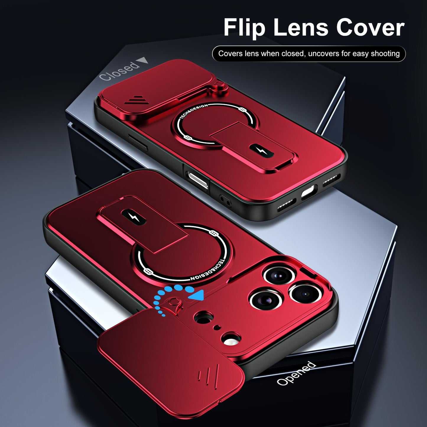 For iPhone 17 Pro Sliding Camshield Holder Magnetic Phone Case(Red)