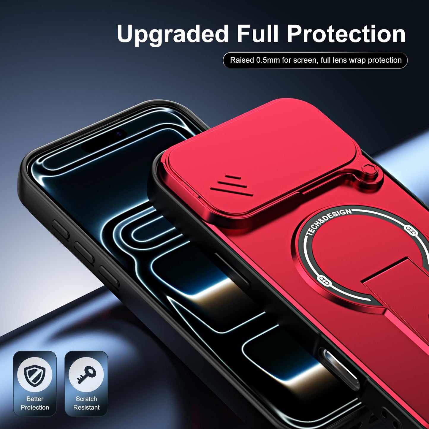 For iPhone 17 Pro Sliding Camshield Holder Magnetic Phone Case(Red)