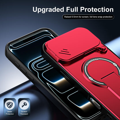 For iPhone 17 Pro Sliding Camshield Holder Magnetic Phone Case(Red)