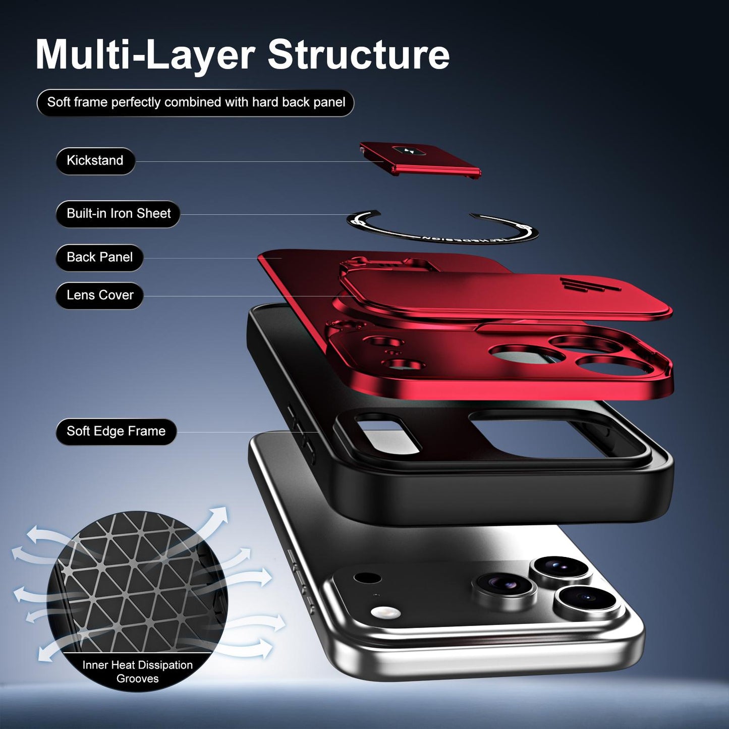 For iPhone 17 Pro Sliding Camshield Holder Magnetic Phone Case(Red)
