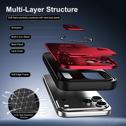 For iPhone 17 Pro Sliding Camshield Holder Magnetic Phone Case(Red)