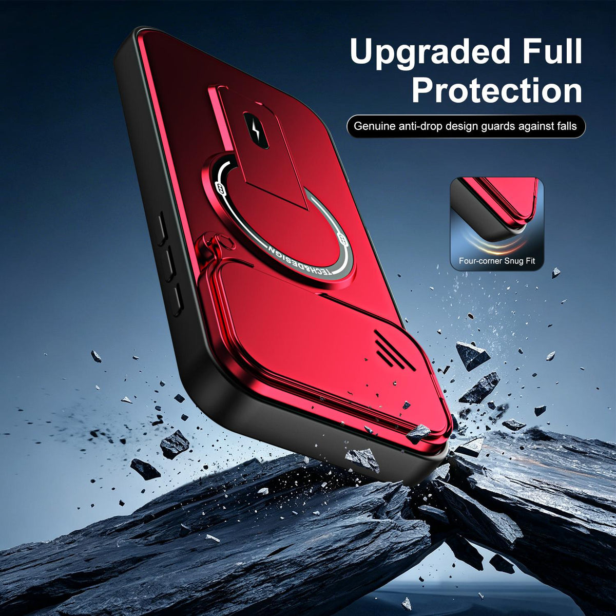 For iPhone 17 Pro Sliding Camshield Holder Magnetic Phone Case - Red - EDA009988714C